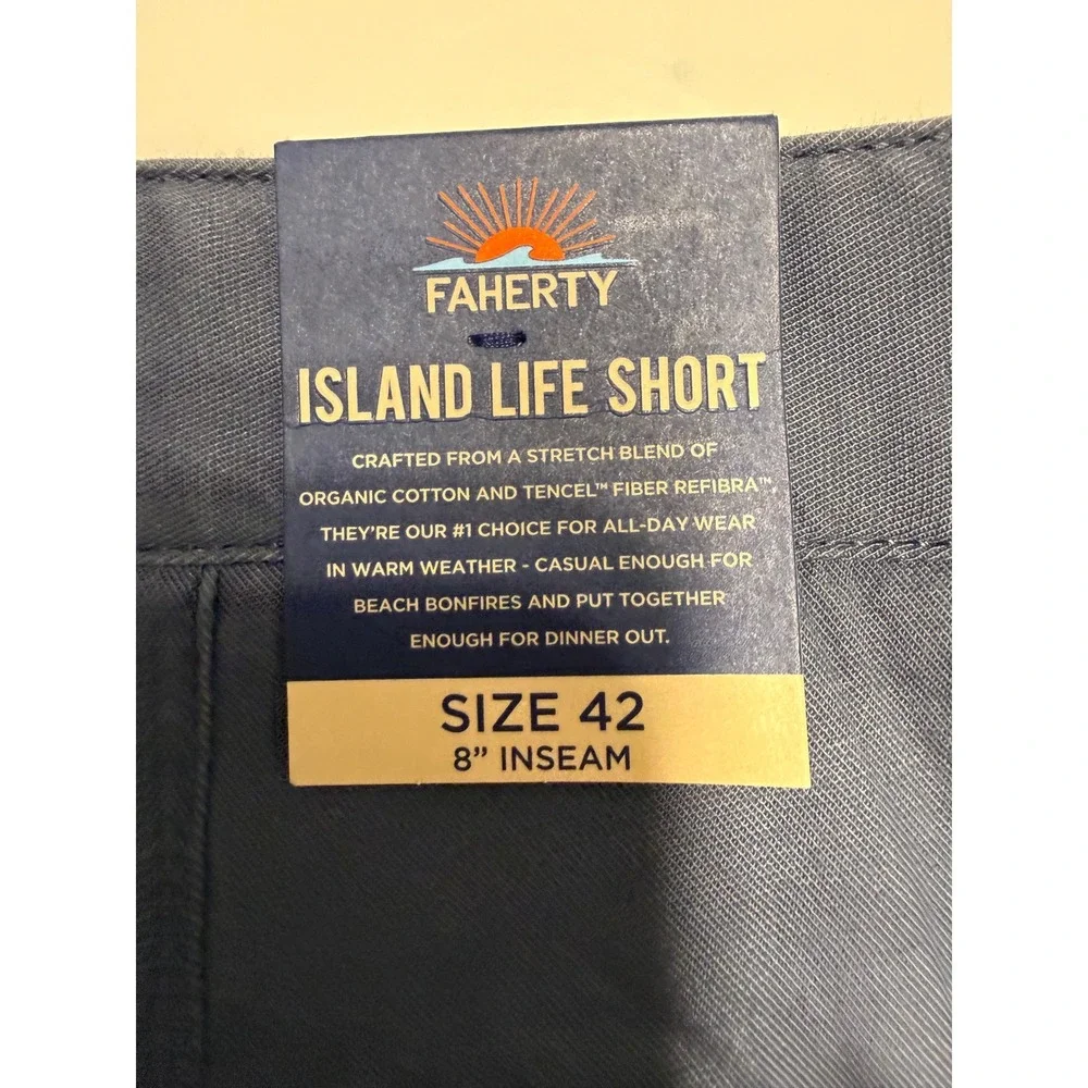 Faherty Island Life Short Mens 42 Vintage Navy Organic Cotton Tencel MBS2313-VNY